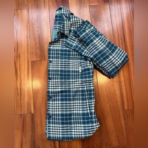 Stio Teal and White Plaid Casual Insulated Shirt